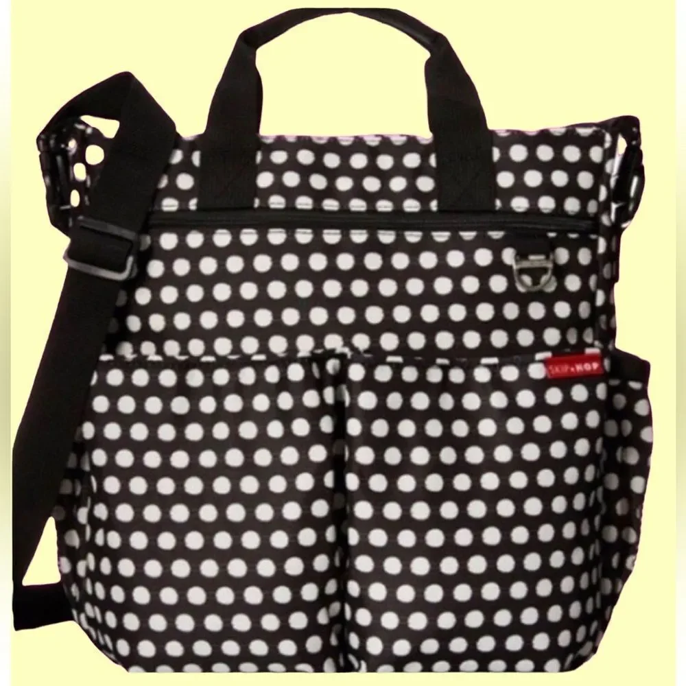 Skip Hop tote polka dots black white diaper bag messenger style target designer